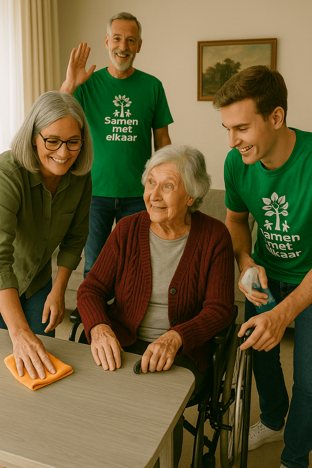 Vrijwilliger helpt buurtbewoner
